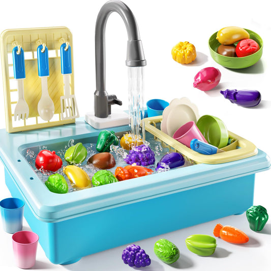JUKUDAHU Play Sink with running water for immersive sensory play and motor skills.