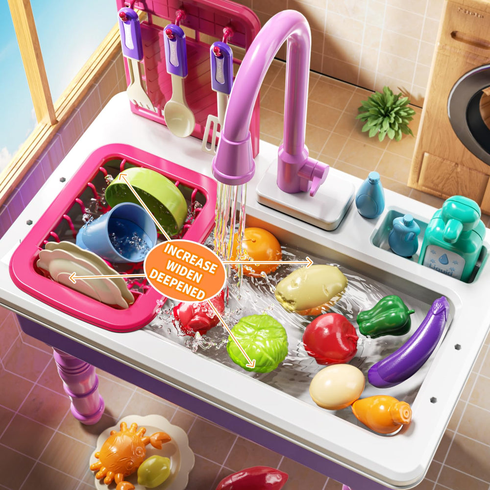 JUKUDAHU Kitchen role-play sink invites parent-child interaction during pretend washing.