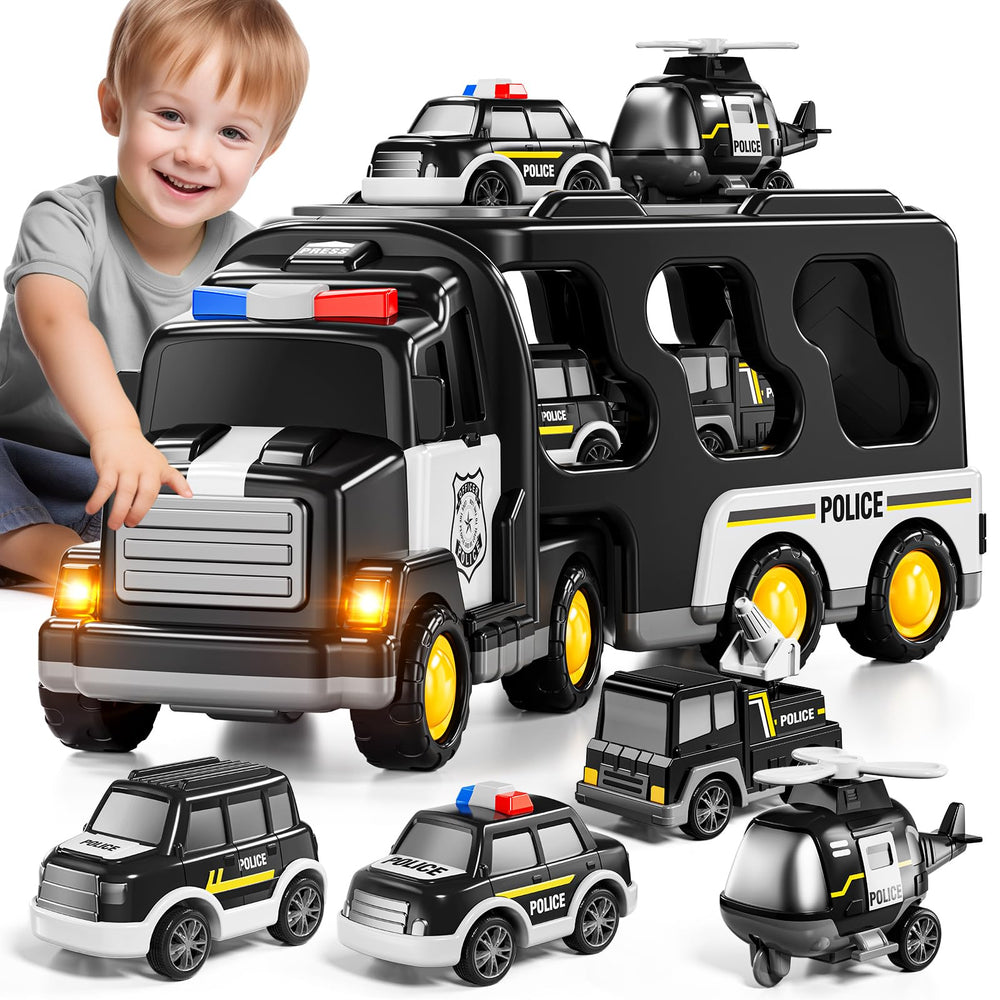 JUKUDAHU Police Truck toy gift-ready packaging for birthdays.