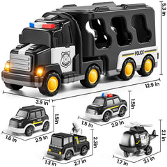 JUKUDAHU Police Truck toy lights and sounds spark curiosity.