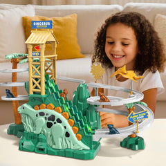 JUKUDAHU Dinosaur cars on track highlight smooth slides for curious climbers