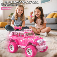 JUKUDAHU pink RC car rear spray tail adds playful mist.