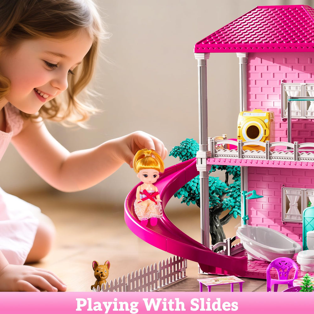 JUKUDAHU Villa Playset doll bedroom scene encouraging imaginative routines.