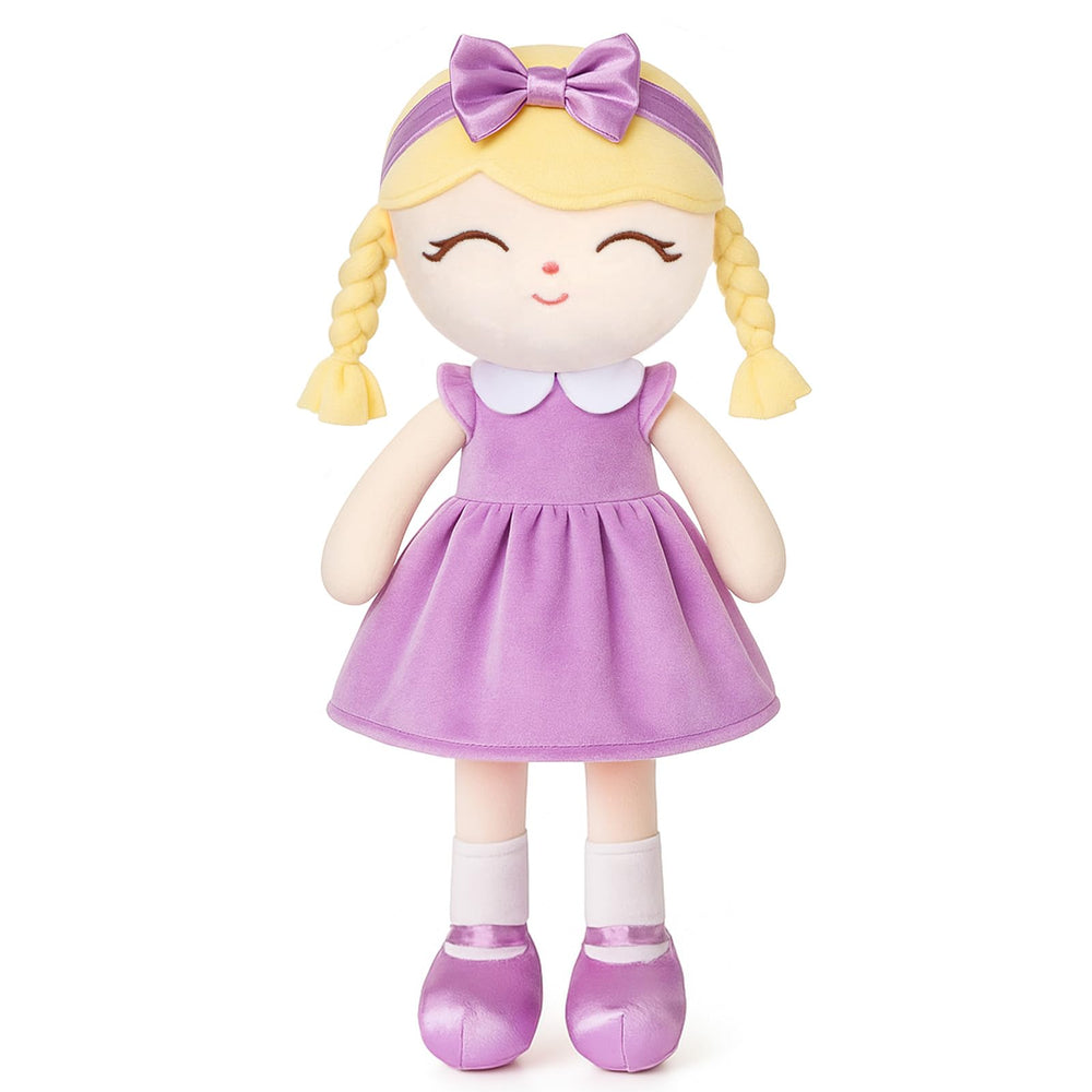Jumbrace 16 inch purple doll face close-up highlights soft skin-friendly fabric