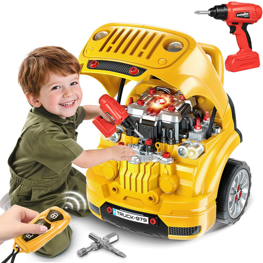 Jumlys large truck engine set with parts enhances hands-on learning and imaginative play
