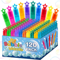 Jumlys mini bubble wands with star handles in six colors, ideal party favors.