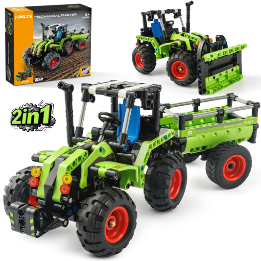 Jumlys tractor building set front view encourages imaginative farming play and fine motor skills.