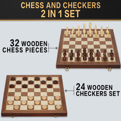 Jumlys wooden folding chess board in 15inch size offers easy storage.