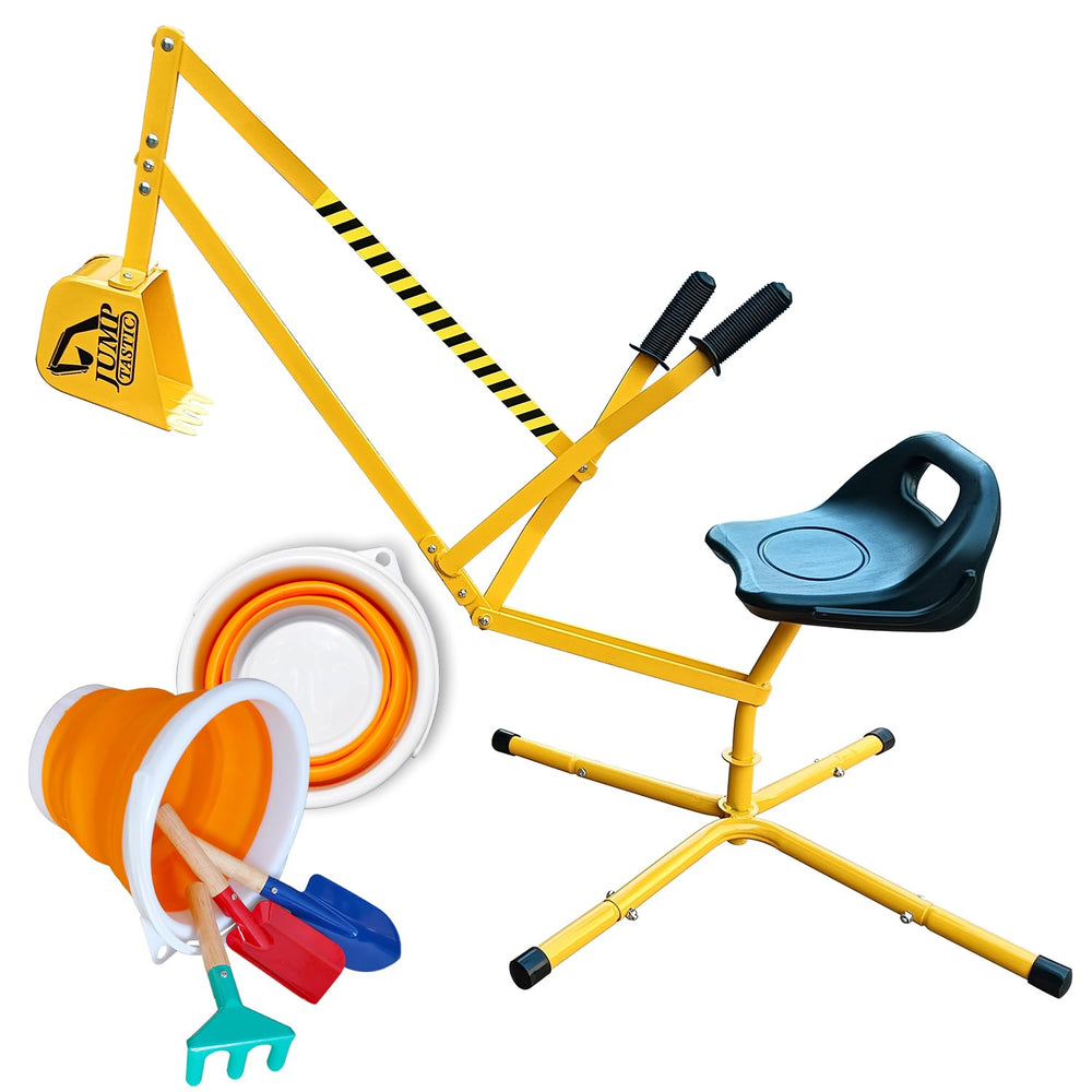 Jump Tastic Sand Digger base shows a stable steel frame for safe play.