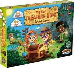 Jumping High Five My First Treasure Hunt box on a table for family cooperative play.