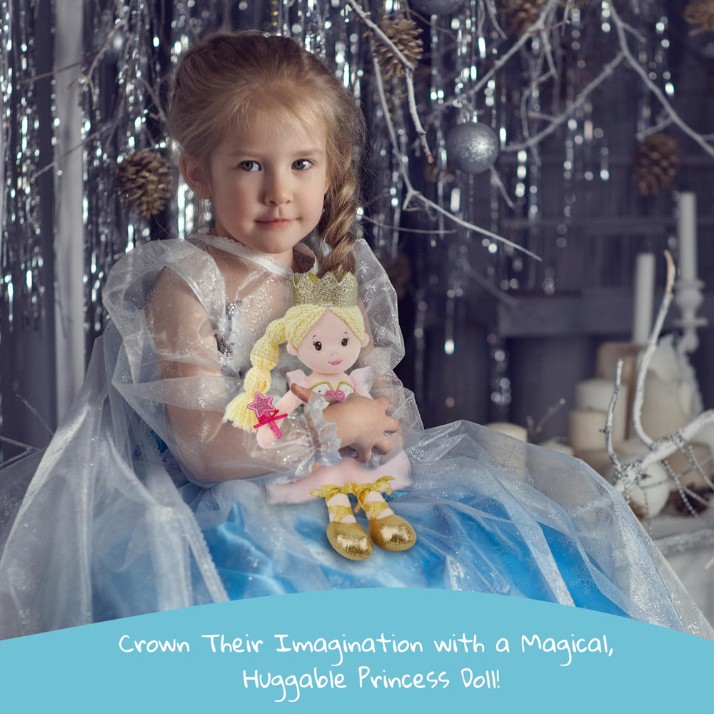 June Garden Stella glitter crown adds regal charm during pretend play.