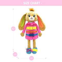 June Garden Dressy Friends Bunnie colorful design captures toddler attention during play.