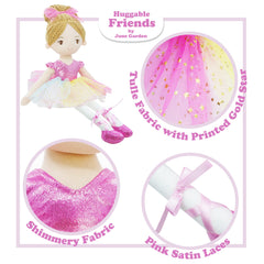 June Garden Polina pink ballet shoes with satin ribbons.