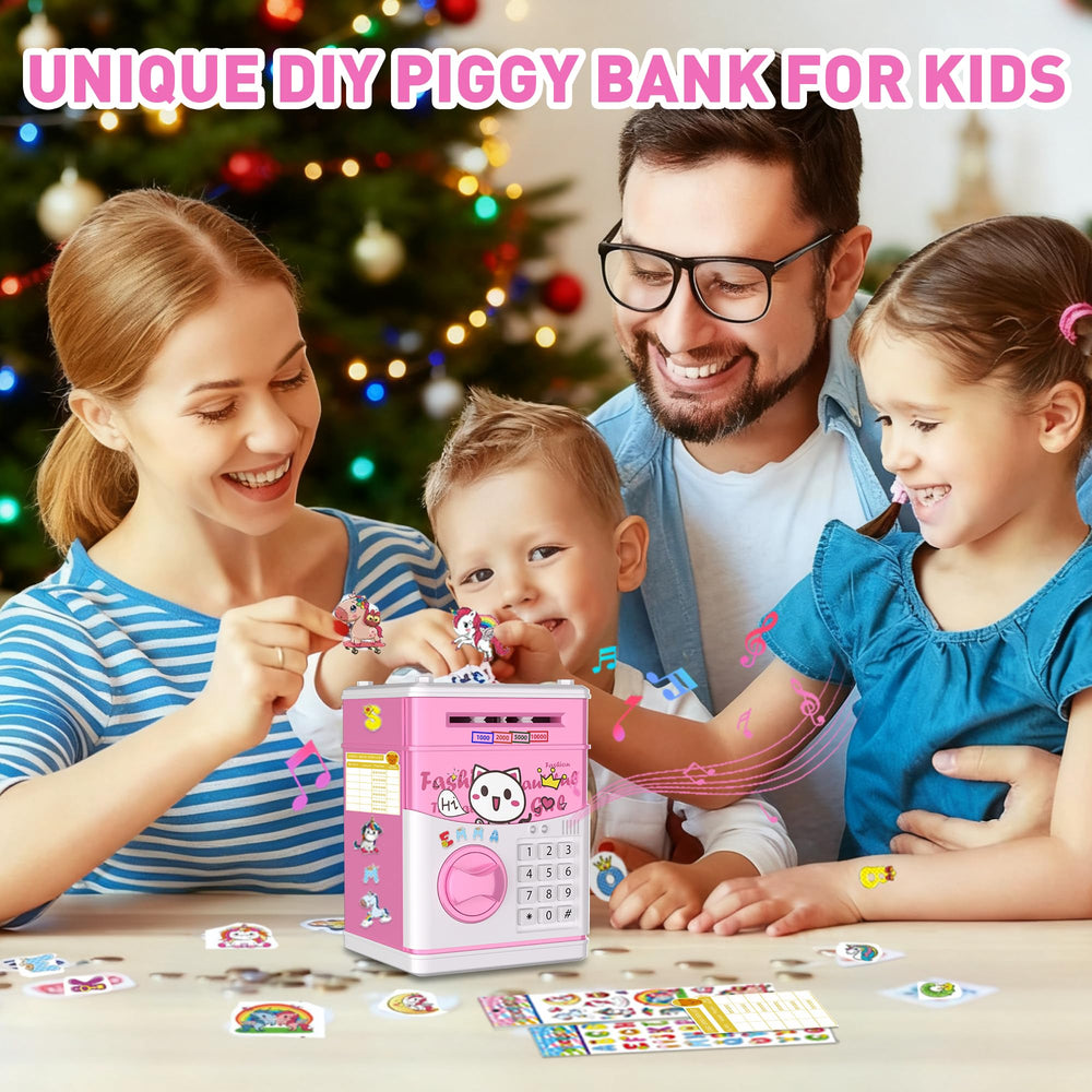 JUNEU piggy bank dual slots for coins and notes