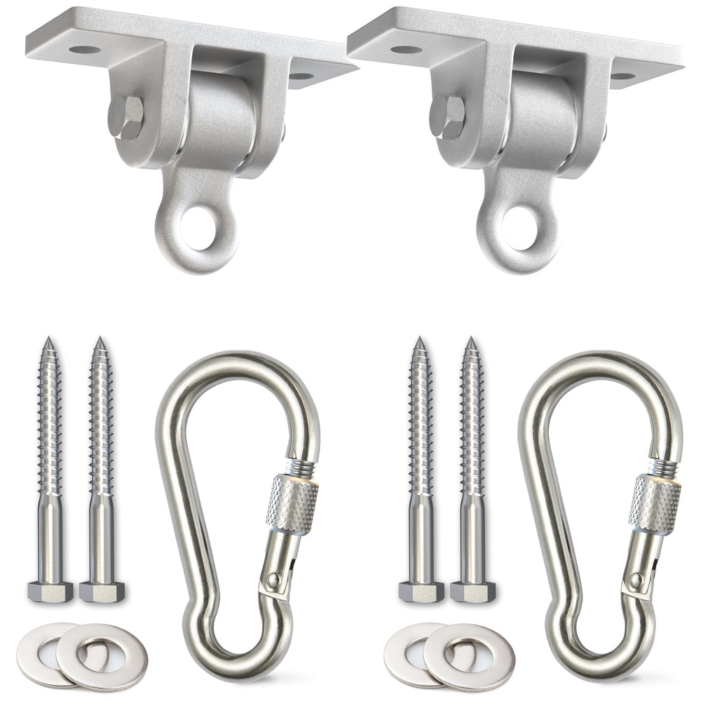 Jungle Gym Kingdom swing hangers front view with locking hooks for sturdy indoor use.