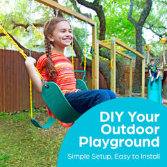Jungle Gym Kingdom green swing kit enhances outdoor spaces with durable design.