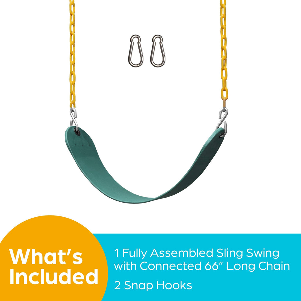 Jungle Gym Kingdom plastic-coated chains reduce pinch risks for kids.
