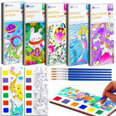 Junqiu 5-pack watercolor palette for kids enabling vibrant color mixing.
