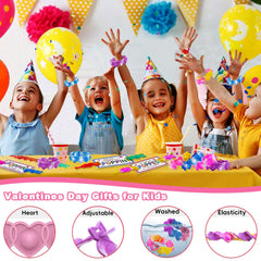 JUNQIU US valentines cards and bracelets combination for classroom use