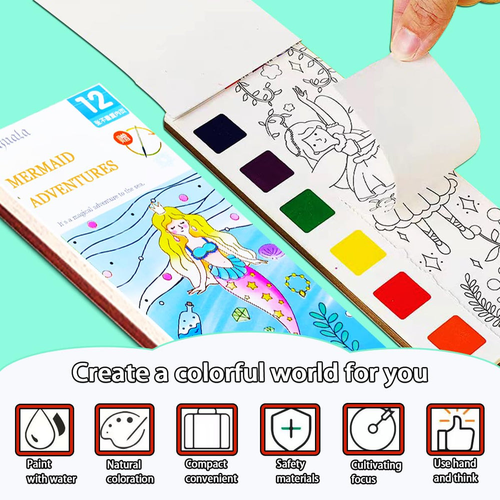 Junqiu water-based painting book pages for easy, mess-free art.