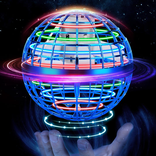 Junywell Flying Orb Ball Toy with blue glow for safe indoor play and family fun