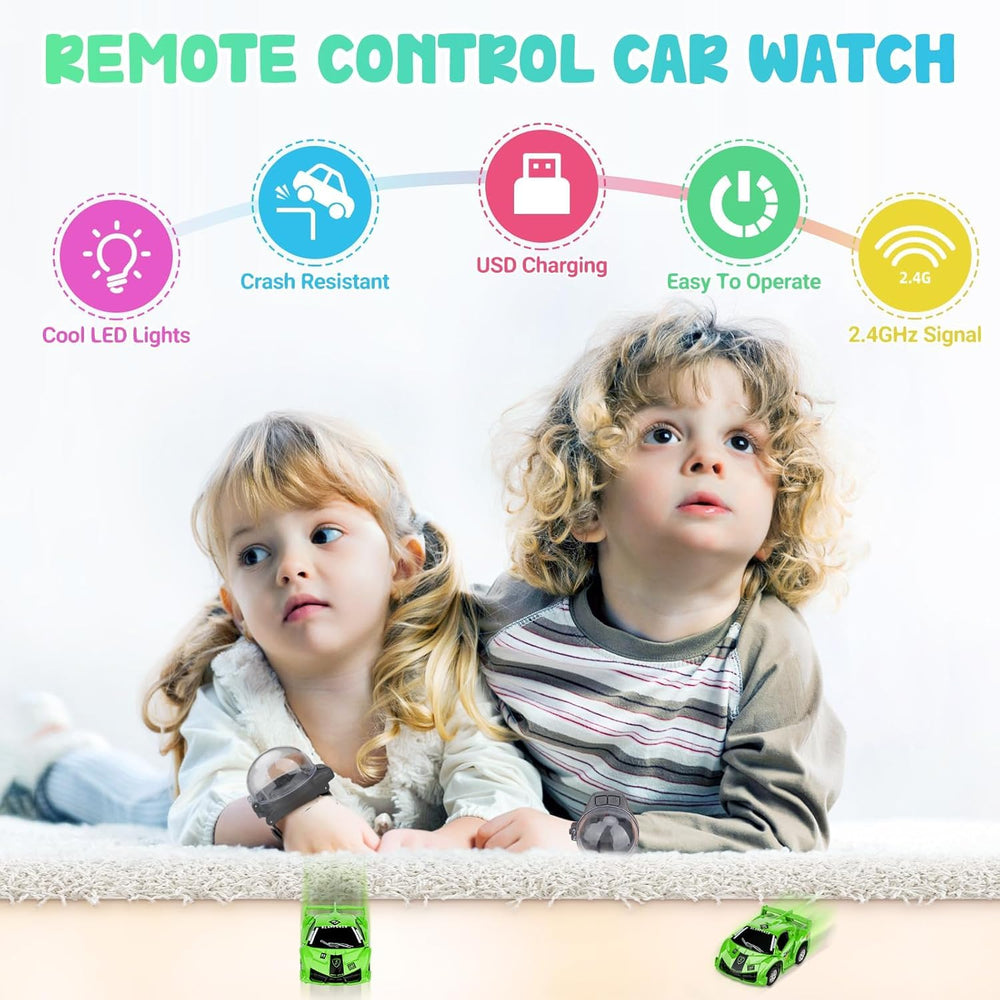 Junywell mini-watch RC car side design highlights compact, kid-friendly control.