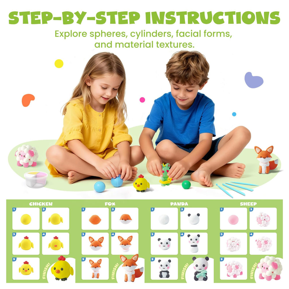 JUPITEARTH 12-box animal theme clay set ready for imaginative sculptures