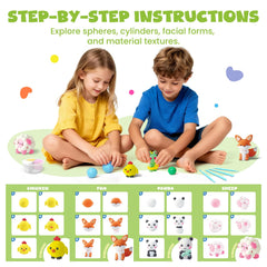 JUPITEARTH 12-box animal theme clay set ready for imaginative sculptures