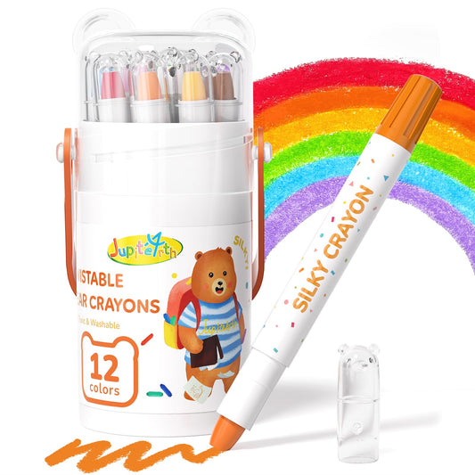 JUPITEARTH 12-color twist crayons pack: vibrant hues for early color learning.