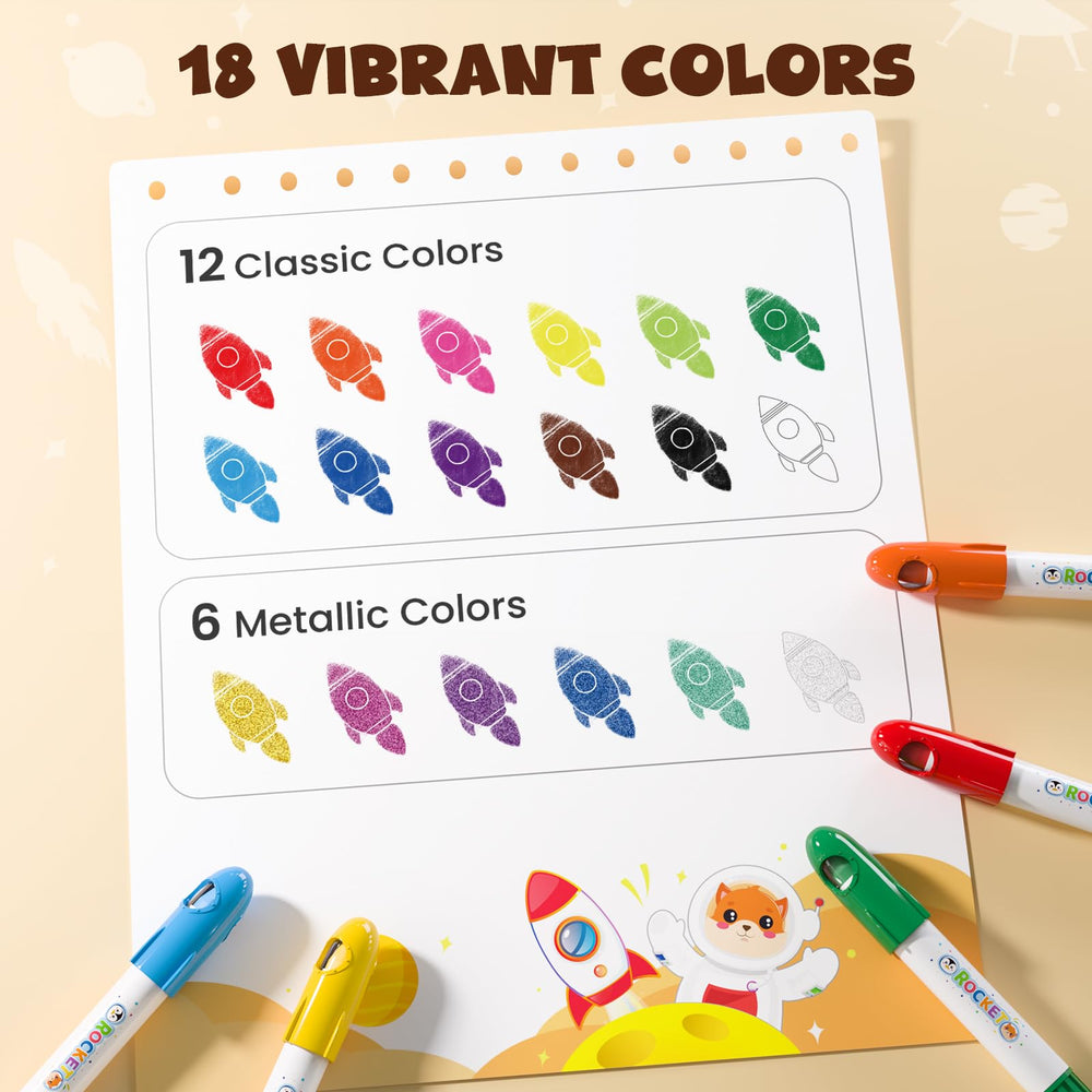 JUPITEARTH 18-colors tempera sticks offering vibrant on-paper color