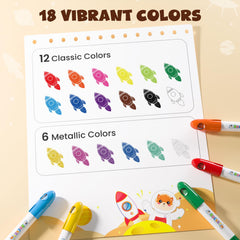 JUPITEARTH 18-colors tempera sticks offering vibrant on-paper color