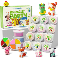 JUPITEARTH air dry clay kids animal theme pack for creative play and colorful models