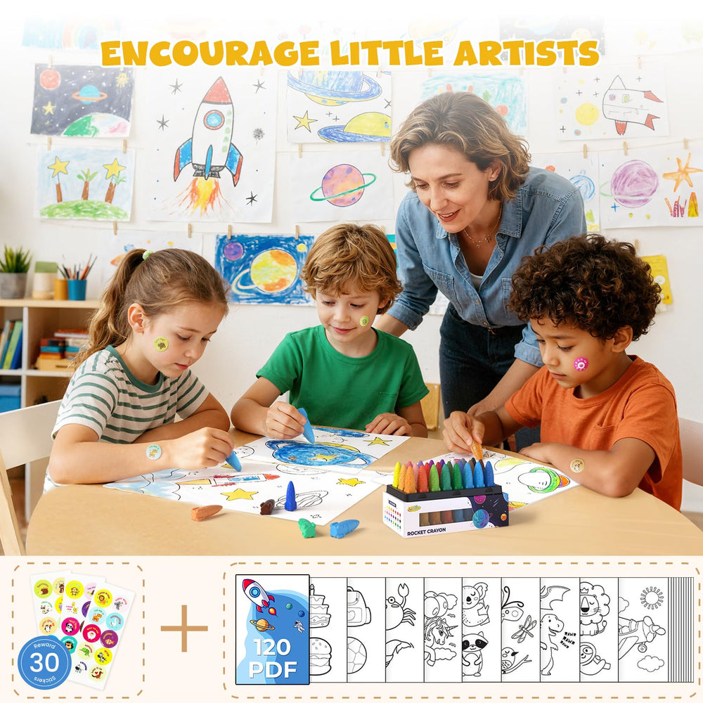 Jupiterarth mess-free art supplies for toddlers enable quick cleanups after coloring.