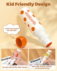 Printed activity papers from JUPITEARTH accompany dot marker play.