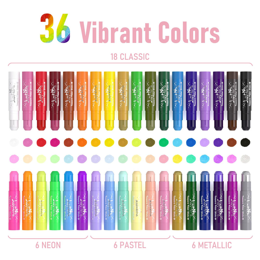JUPITEARTH color swatches show bold metallic neon and pastel options