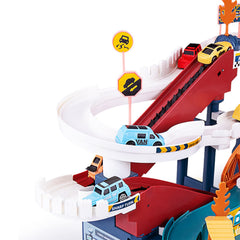Juqic construction play area fosters fine motor skills during race adventures.