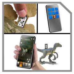 Jurassic World Chaos Theory digital dino play app unlocks games via tracking code.