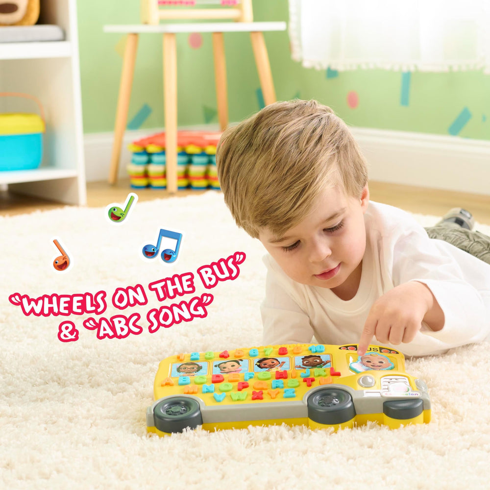 Just Play Cocomelon Learning Bus built-in handle for portable learning on the go.