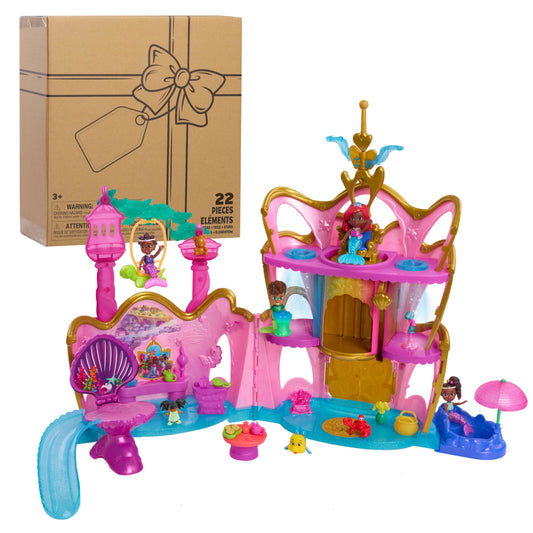 Just Play Disney Junior Ariel Deluxe Atlantica Palace Playset front view for imaginative undersea adventures.