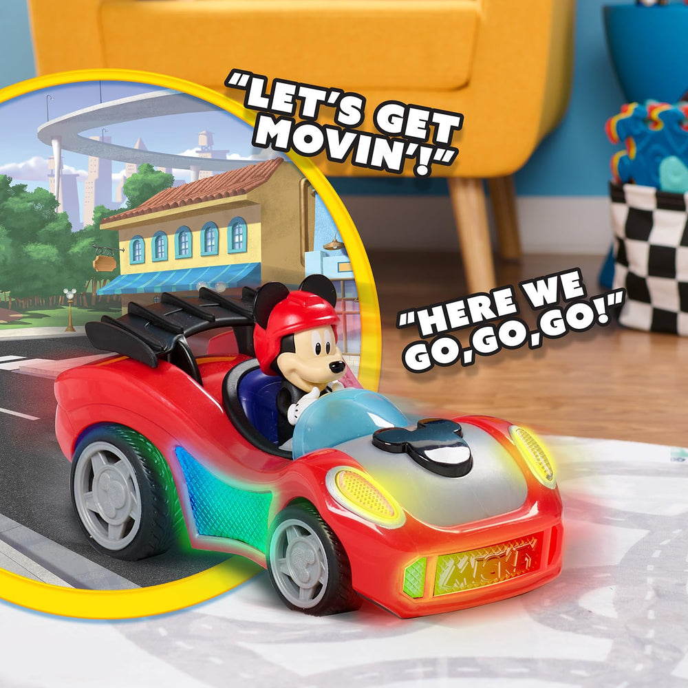 Just Play Mickey Mouse Rev 'n Glow Racer driver seat invites immersive role-play with Mickey.