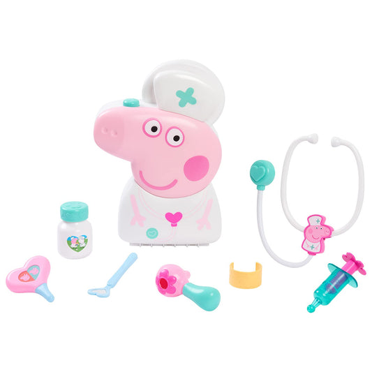 Just Play Peppa Pig checkup case image highlighting portable nurse case for pretend doctor play.