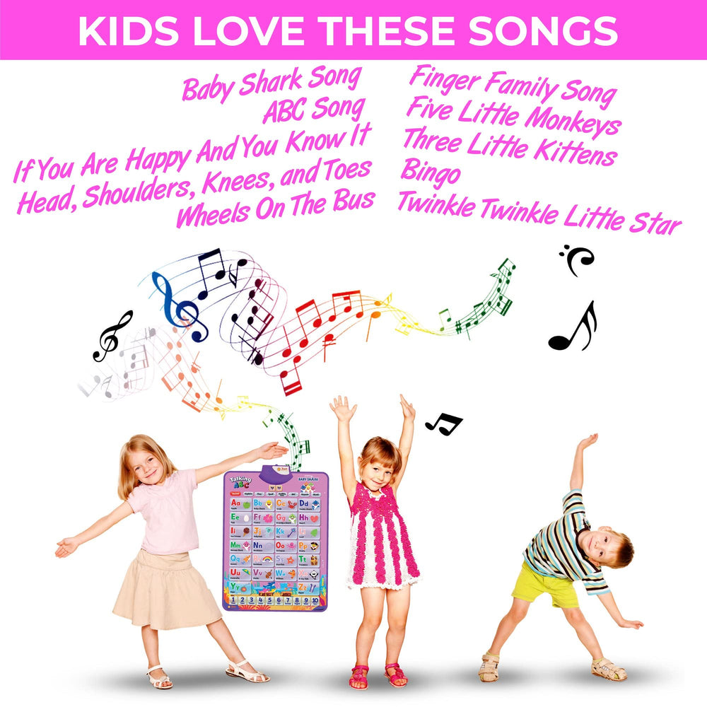 Just Smarty Pinkfong learning poster includes a wall-mount hook for quick setup.