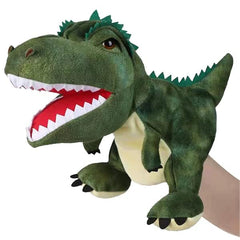JUSTQUNSEEN dinosaur hand puppet full view shows friendly design for storytelling