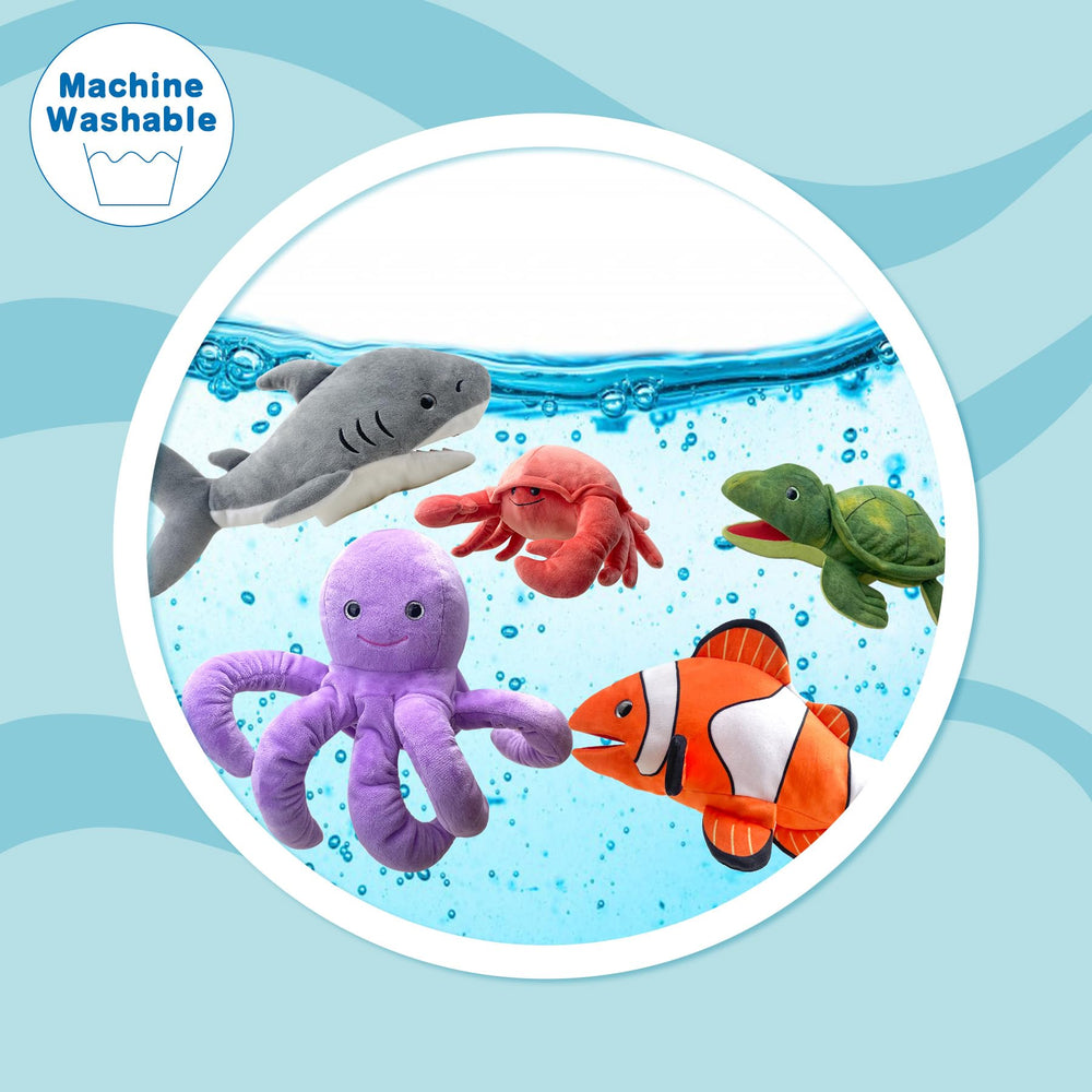 JUSTQUNSEEN octopus puppet with plush texture, sparks imaginative role-play.