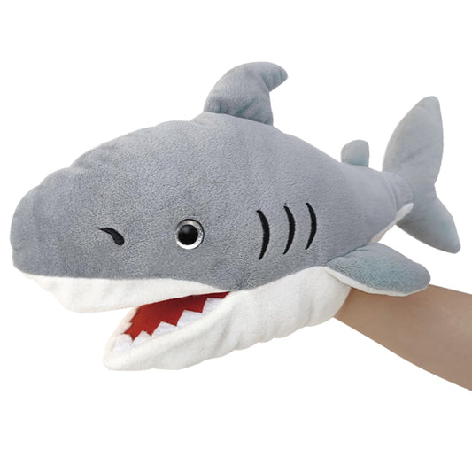 JUSTQUNSEEN shark puppet, 13-inch with moveable mouth for engaging storytelling.