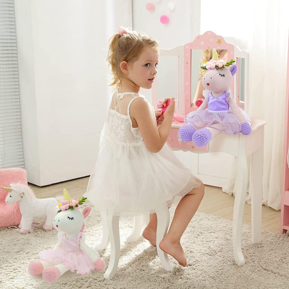 JUSTQUNSEEN unicorn plush 17-inch size is a soft, safe kid-friendly companion.