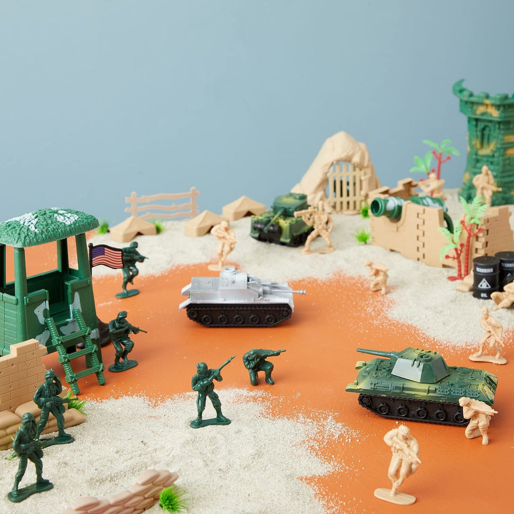 Juvale army tanks and weapons for authentic battle accessories.