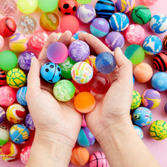Juvale bouncy balls on display for holidays and celebration decor.