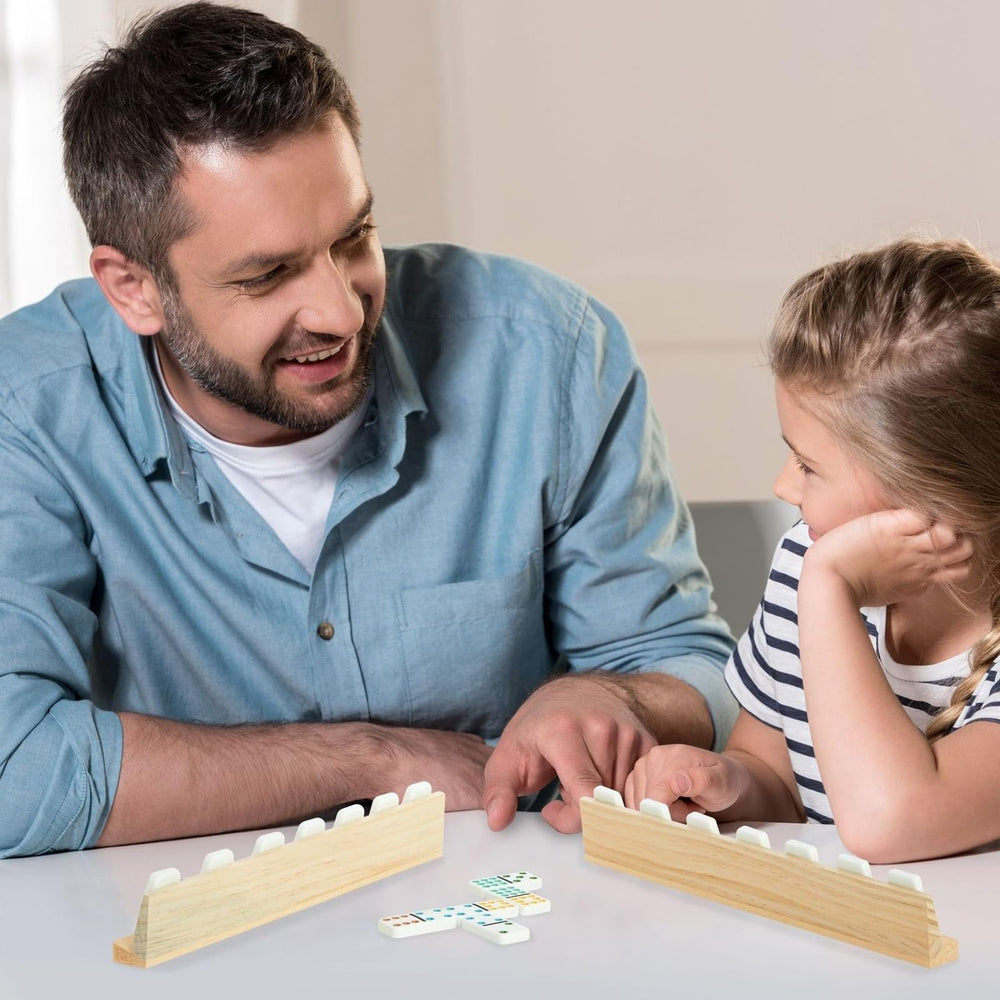 Juvale Dominoes Holders compact 13-inch trays keep game pieces organized during play.