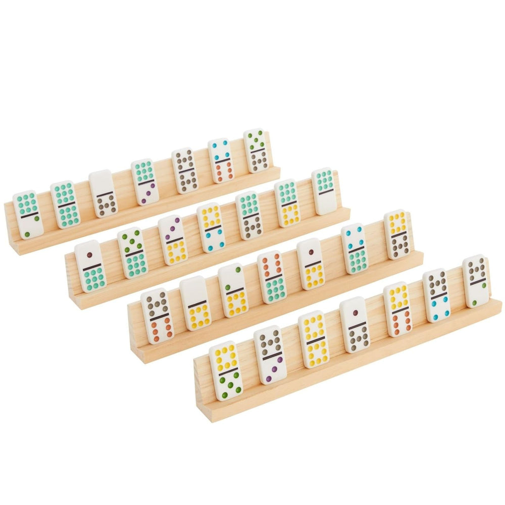 Juvale Dominoes Holders enhance shelf-ready decor when not in use.